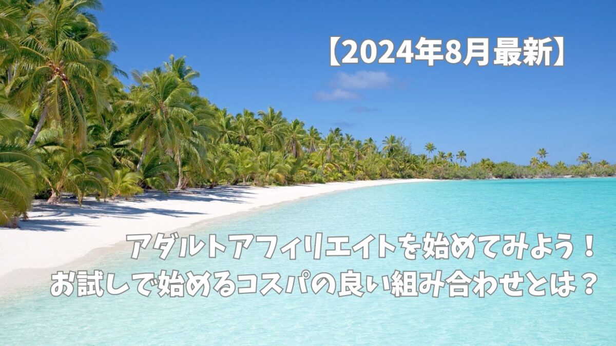 【2024年8月最新】アダルトアフィリエイトを始めてみよう！お試しで始めるコスパの良い組み合わせとは？